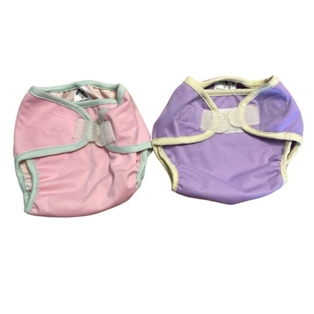 Swaddlebees Bundle Of Two Cloth Diaper Covers Medium Pink And Purple